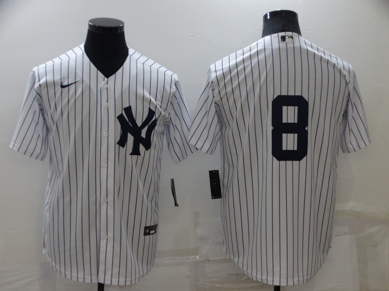 Men's New York Yankees #8 Yogi Berra White Cool Base Stitched Baseball Jersey