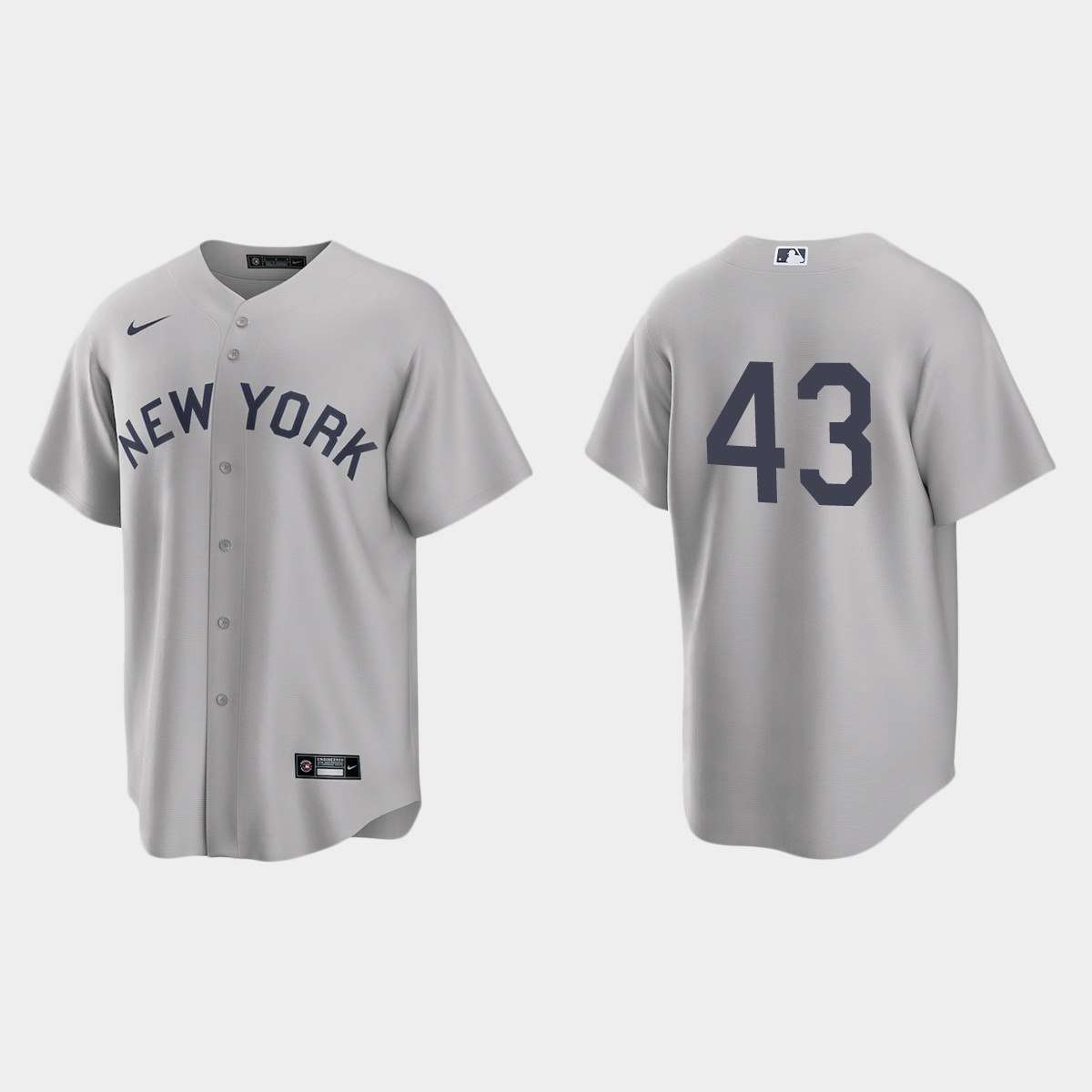 New York Yankees #43 Jonathan Loaisiga Men's Nike Gray 2021 Field of Dreams Game MLB Jersey