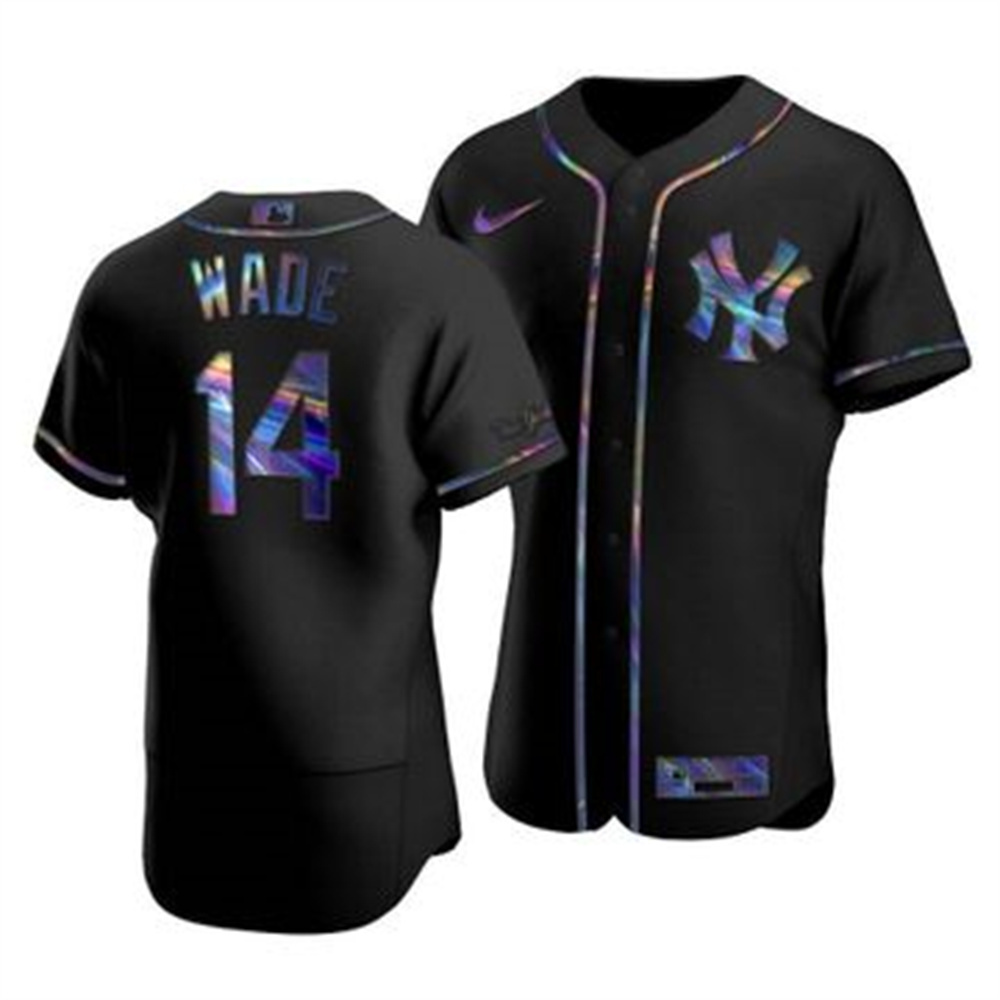 New York Yankees #14 Tyler Wade Men's Nike Iridescent Holographic Collection MLB Jersey - Black