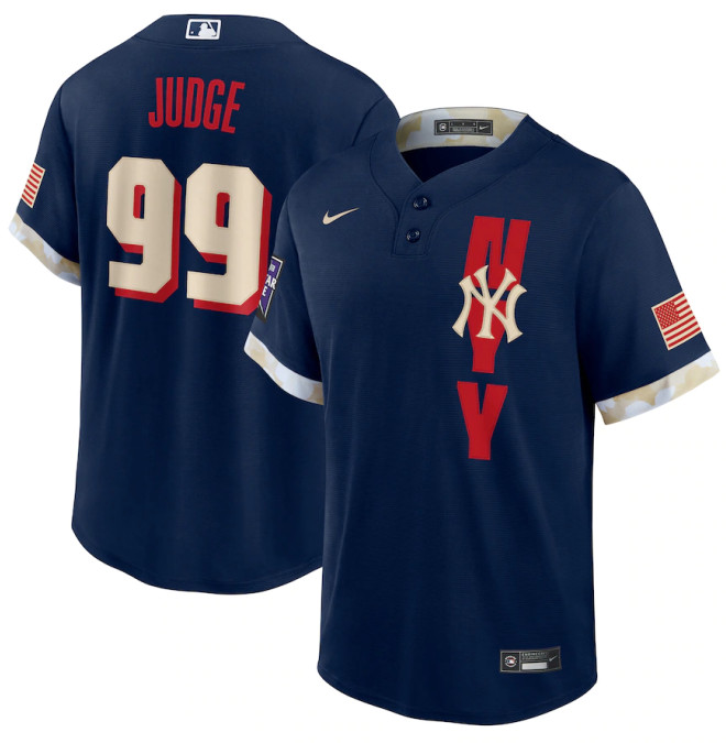 Men's New York Yankees #99 Aaron Judge Nike Navy 2021 MLB All-Star Game Replica Player Jersey