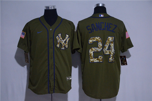 Yankees 24 Gary Sanchez Olive 2020 Nike Cool Base Jersey