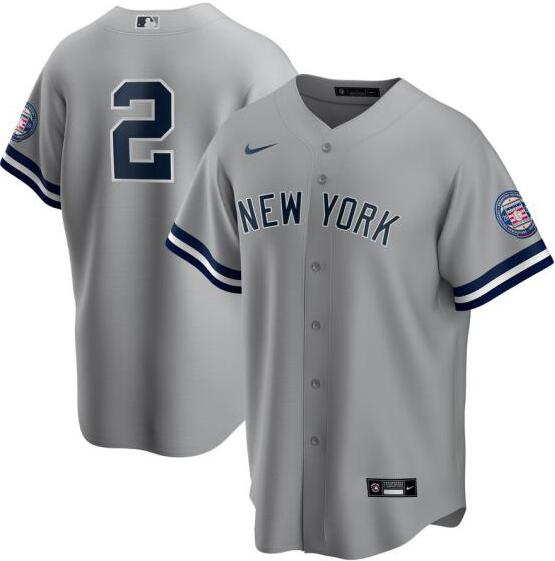 Yankees 2 Derek Jeter Gray Nike 2020 Nike Hall Of Fame Induction Cool Base Jersey