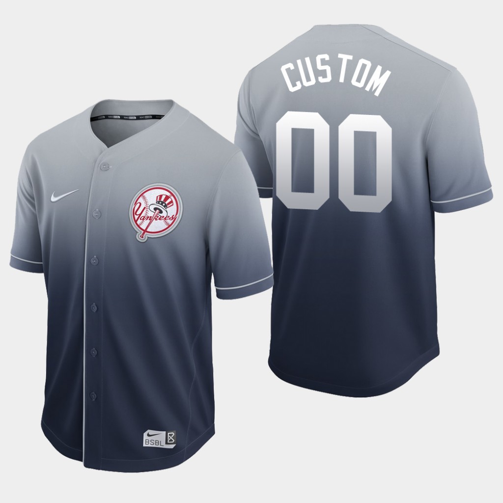 Yankees Custom Navy Fade Authentic Jersey