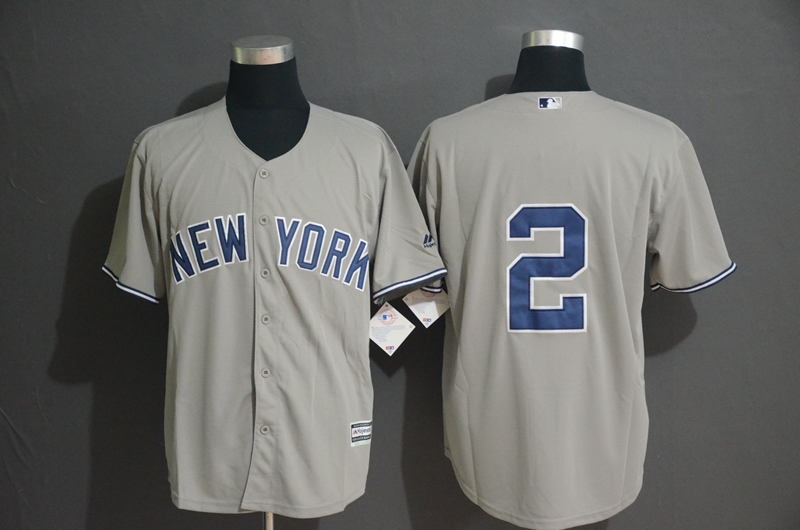 Yankees 2 Derek Jeter Gray Cool Base Jersey