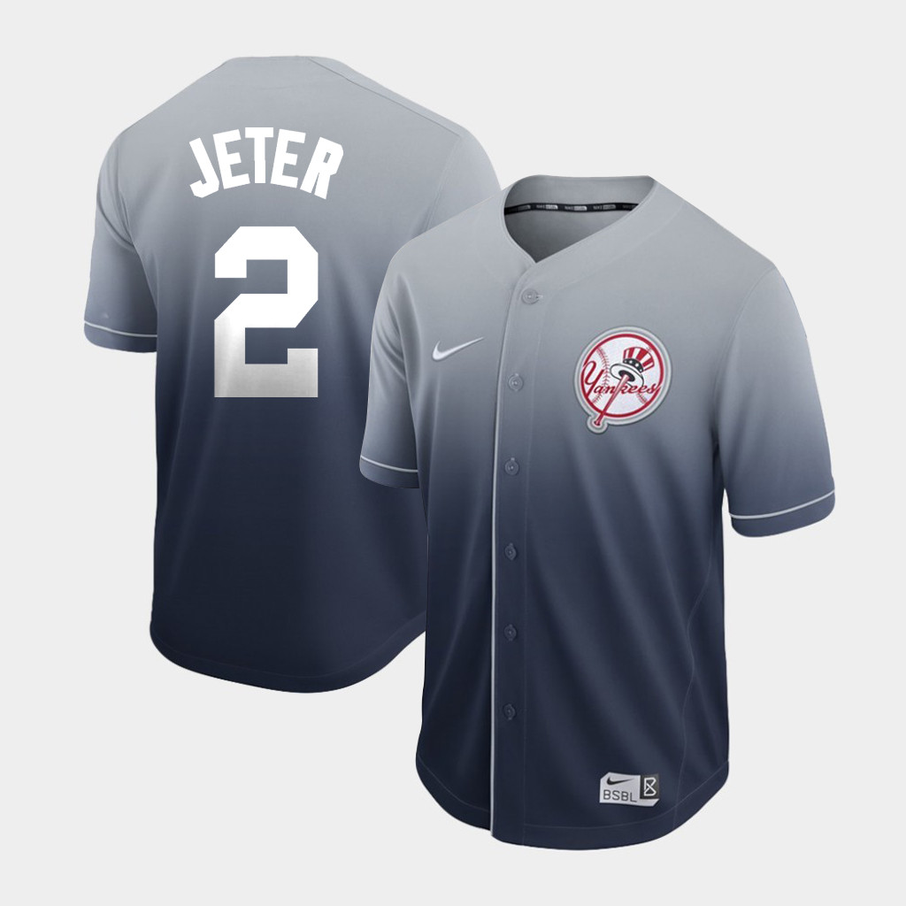 Yankees 2 Derek Jeter Gray Drift Fashion Jersey