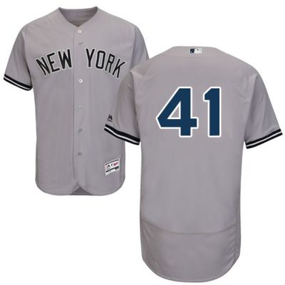 Men's New York Yankees #41 Miguel Andujar Flex Base Gray Baseball Jersey