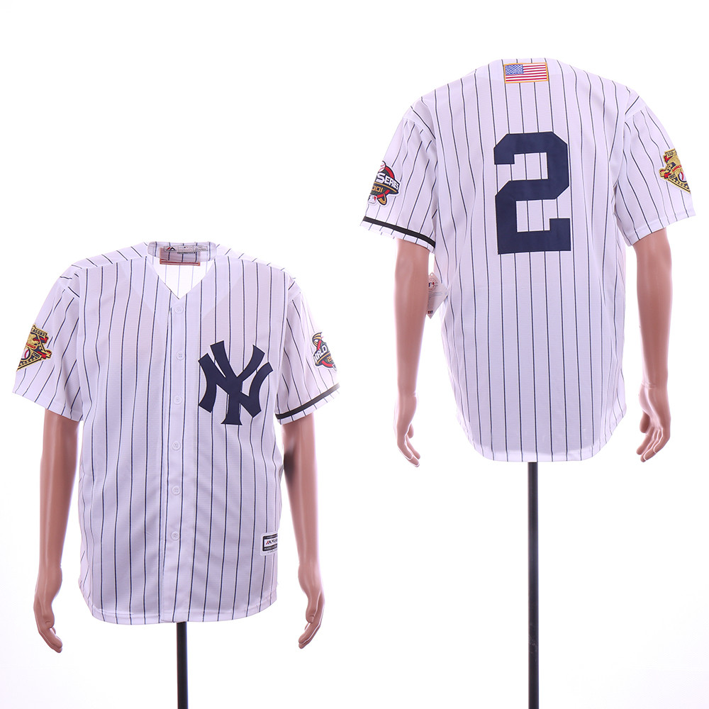 Yankees 2 Derek Jeter White 2000 World Series Cool Base Jersey