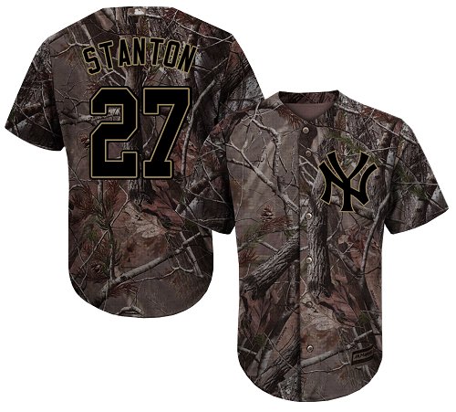 Yankees #27 Giancarlo Stanton Camo Realtree Collection Cool Base Stitched Baseball Jersey