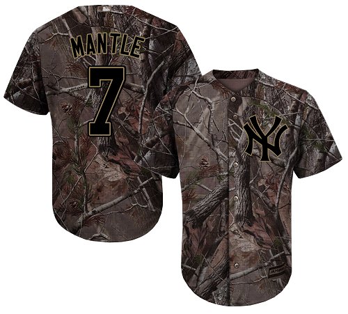 Yankees #7 Mickey Mantle Camo Realtree Collection Cool Base Stitched Baseball Jersey