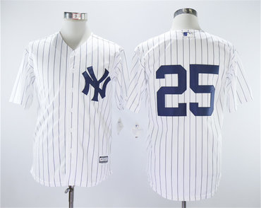 Yankees 25 Gleyber Torres White Cool Base Jersey