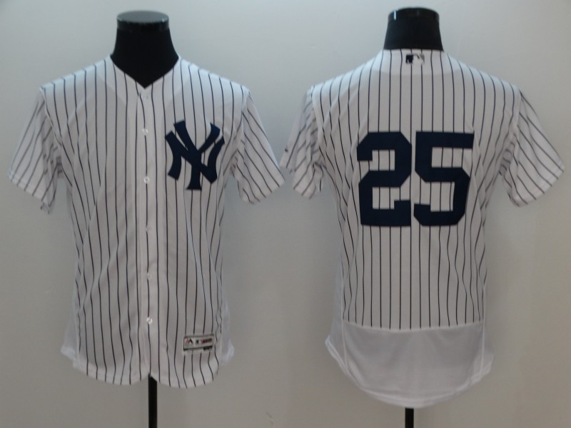 Yankees 25 Gleyber Torres White Flexbase Replica Player Jersey