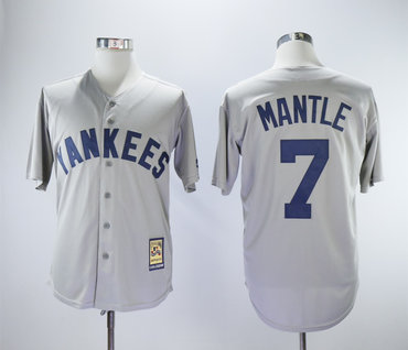 Yankees 7 Mickey Mantle Gray Cooperstown Collection Mitchell & Ness Jersey