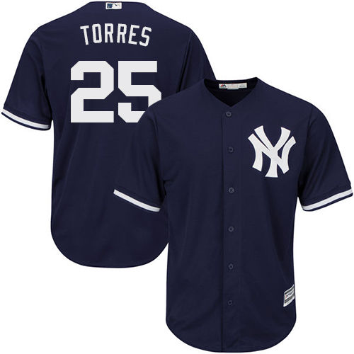 Yankees #25 Gleyber Torres Navy Blue New Cool Base Stitched Baseball Jersey