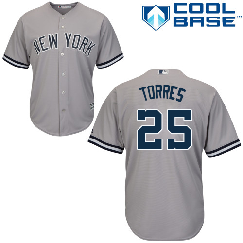 Yankees #25 Gleyber Torres Grey New Cool Base Stitched Baseball Jersey