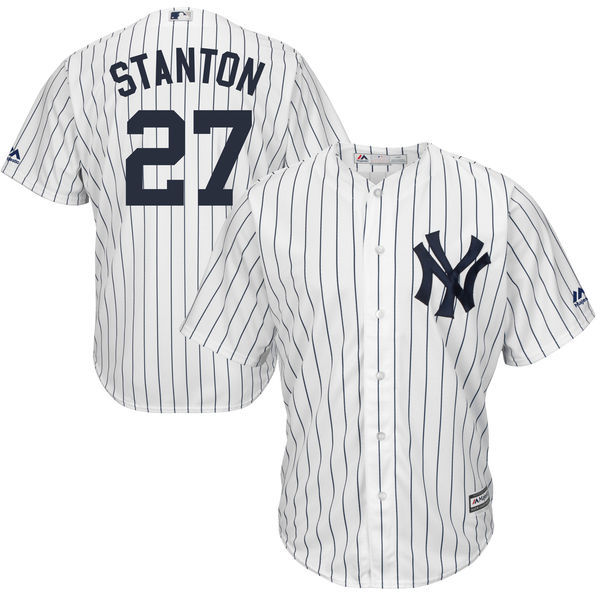 Yankees 27 Giancarlo Stanton White Cool Base Jersey