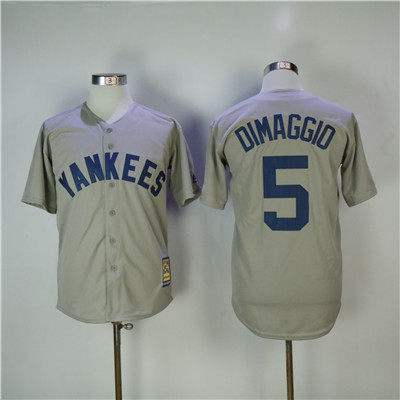 Yankees #5 Joe Dimaggio Gray Cooperstown Collection Throwback Stitched MLB Jersey