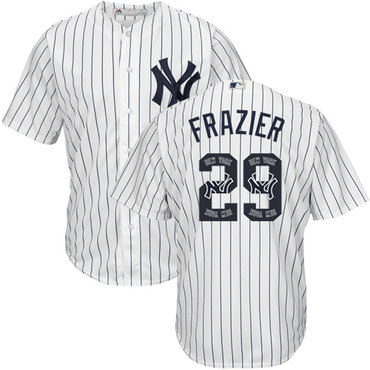 Yankees #29 Todd Frazier White Strip Team Logo Fashion Stitched MLB Jersey