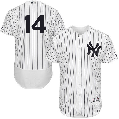 Yankees #14 Starlin Castro White Strip Flexbase Authentic Collection Stitched MLB Jersey