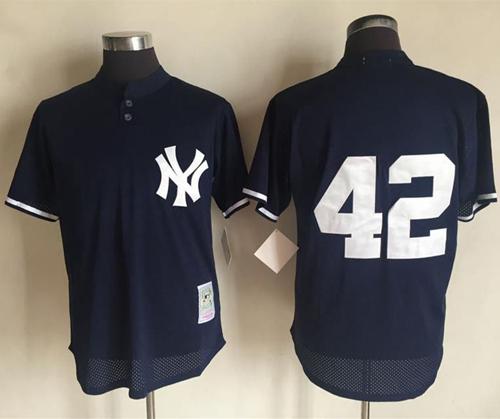 Mitchell And Ness Yankees #42 Mariano Rivera Navy Blue Throwback Stitched MLB Jersey