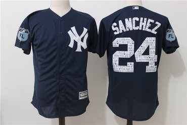 Yankees 24 Gary Sanchez Navy 2017 Spring Training Flexbase Jersey