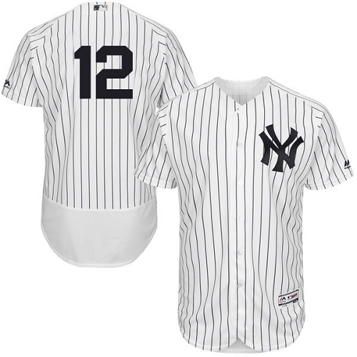 Yankees #12 Chase Headley White Strip Flexbase Authentic Collection Stitched MLB Jersey