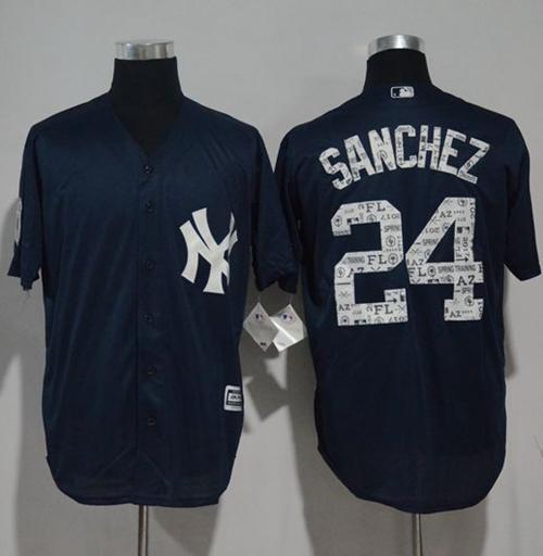 Yankees #24 Gary Sanchez Navy Blue 2017 Spring Training Cool Base Stitched MLB Jersey