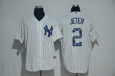 Yankees 2 Derek Jeter White Team Logo Print Cool Base Jersey