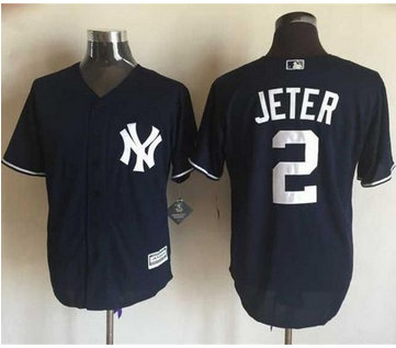 Yankees #2 Derek Jeter Navy Blue New Cool Base Stitched MLB Jersey