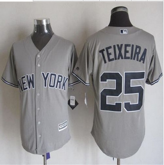 New York Yankees #25 Mark Teixeira Grey New Cool Base Stitched Baseball Jersey