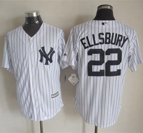 New York Yankees #22 Jacoby Ellsbury New White Strip Cool Base Stitched Baseball Jersey