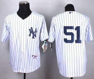 New York Yankees #51 Bernie Williams White Cool Base Stitched Baseball Jersey