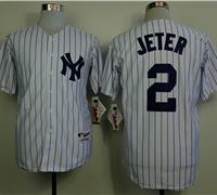 New York Yankees #2 Derek Jeter White Name On Back Stitched Baseball Jersey