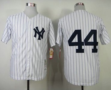 New York Yankees #44 Reggie Jackson White Mitchell And Ness 1977 Throwback Baseball Jersey