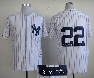 New York Yankees #22 Jacoby Ellsbury White Autographed Stitched Baseball Jersey