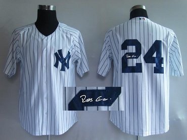 New York Yankees 24# Robinson Cano White MLB Jerseys(Signed)