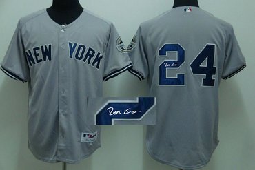 New York Yankees 24# Robinson Cano Grey MLB Jerseys(Signed)