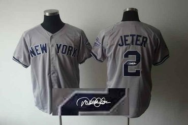 MLB New York Yankees 2 Jeter Grey Signed Jersey