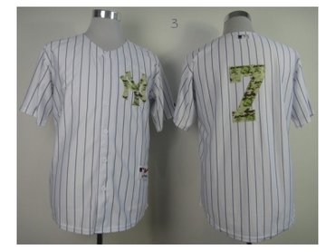 mlb jerseys new york yankees #7 mantle white(number camo)(black strip)