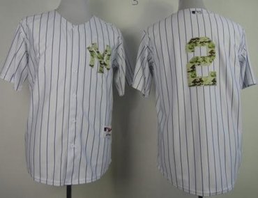 mlb jerseys new york yankees #2 jeter white(number camo)(black strip)