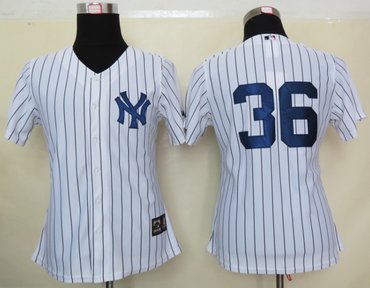 Women MLB New York Yankees 36 Youkilis White Jerseys