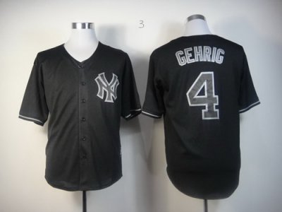 MLB New York Yankees 4# Gehrig Black Fashion Jerseys Black Fashion Jerseys