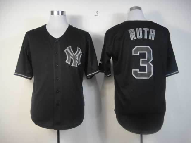 mlb jerseys new york yankees 3 Babe Ruth black(fashion)