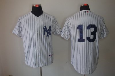 MLB New York Yankees 13# Alex Rodriguez White Jerseys Pinstripe