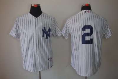 MLB New York Yankees 2# Derek Jeter White Jerseys Pinstripe