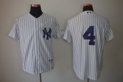 MLB New York Yankees #4 Lou Gehrig White Jerseys Pinstripe