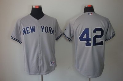 MLB New York Yankees 42 Mariano Rivera Grey Jerseys