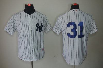 MLB New York Yankees #31 Ichiro Suzuki White Jerseys (Black Stripe)