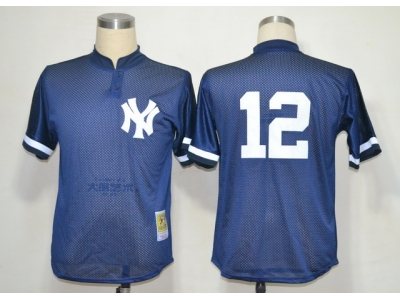 mlb jerseys new york yankees #12 wade boggs blue m&n 1995(boggs)