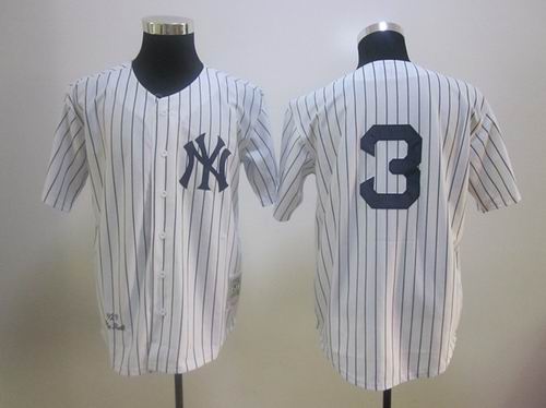 New York Yankees 3 Babe Ruth White throwback 1929 baseball jerseys