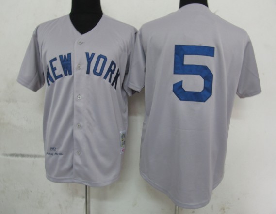 MLB Jerseys New York Yankees 5 Dimaggio Grey M&N